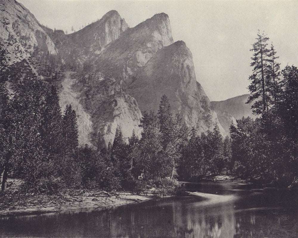 The Three Brothers, Yosemite, California. STODDARD 1895 old antique print